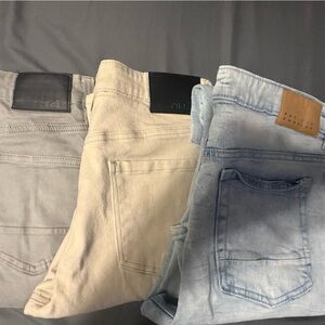 Rue21 Men’s Skinny Jeans Trio - Light Blue, Beige, Gray